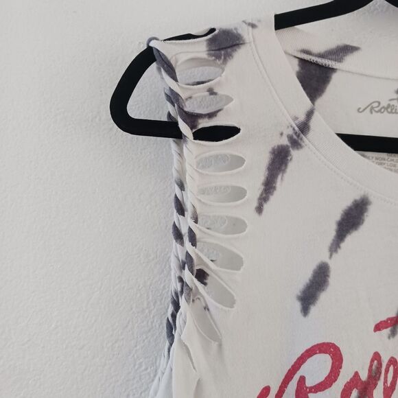 Torrid The Rolling Stones White & Black Tie-Dye Crew Tank size 1X - Picture 6 of 7